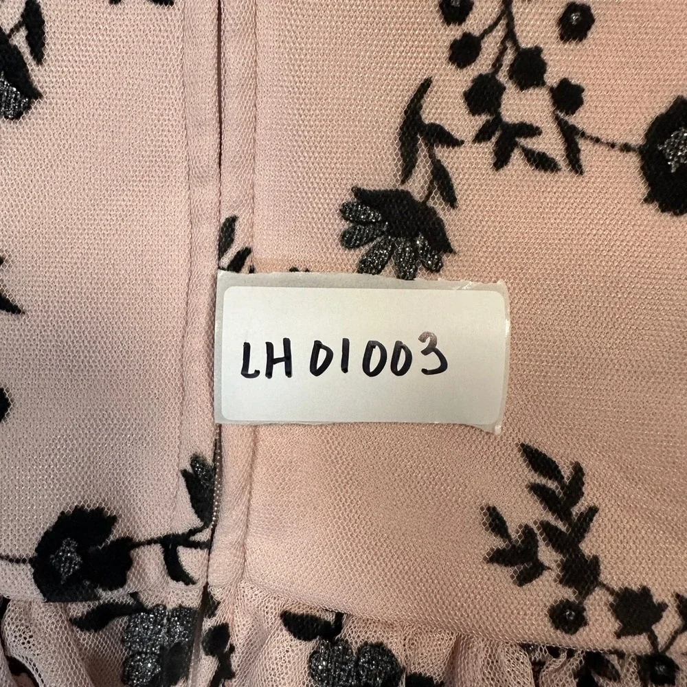 The Children's Place Floral Mesh‎ Party Dress 12 Pink Black Embroidered Tulle